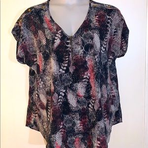 MPH Collection Feather Reptile Pattern Blouse